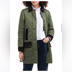 Women’s Barbour Constable Quilted Longline Jacket (Olive Green)